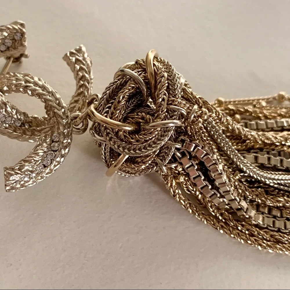 Chanel large tassel brooch in gold with crystals